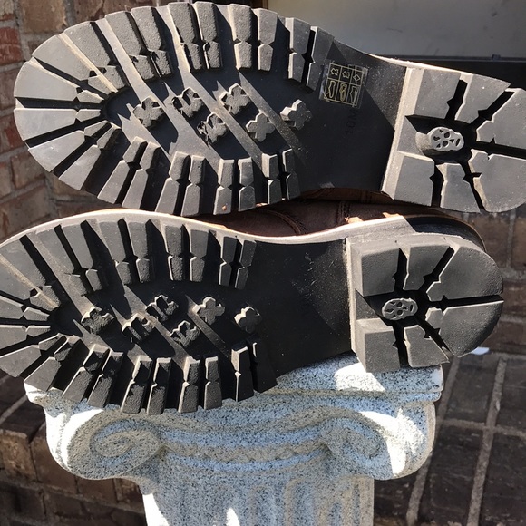 New JEFFREY CAMPBELL Brown Leather Combat Style Lace Up Boots - Picture 7 of 9